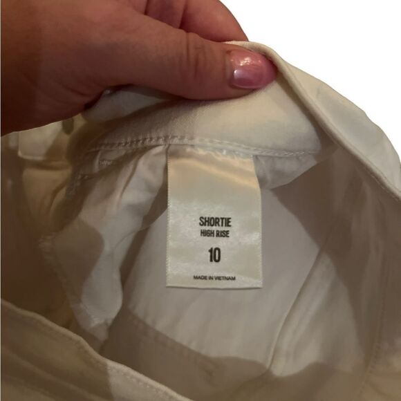 Express High Rise Shortie White Jean Shorts Size 10 - Picture 5 of 6